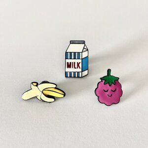 Enamel Grocery Pins - Lot of 3